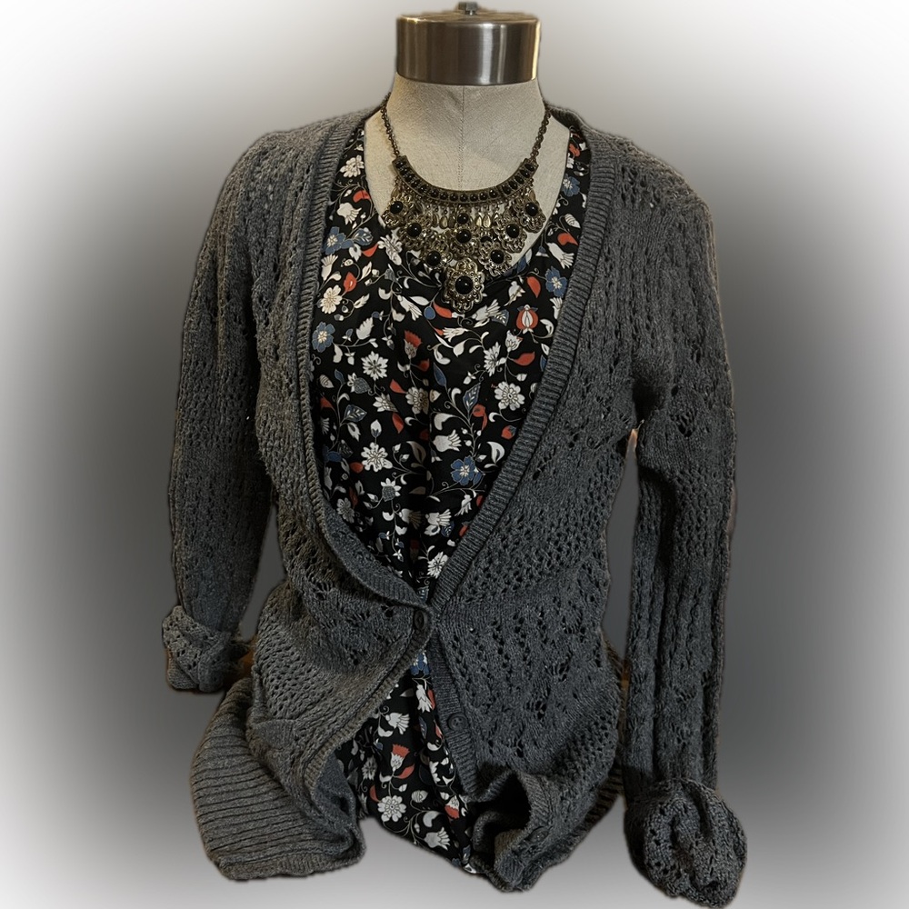 Aeropostale Gray Button Up Cardigan Size M
